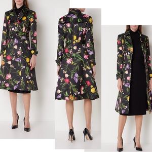 Ted Baker Moiraa Floral Flower Double Breasted Trench Coat Sz US 6